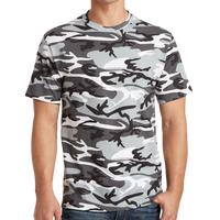 Port & Co Core Cotton Camo Tee, Winter Camo, Front view