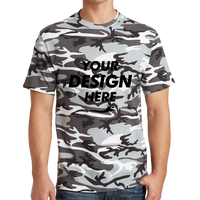 Port & Co Core Cotton Camo Tee, Winter Camo, Front view, Mockup
