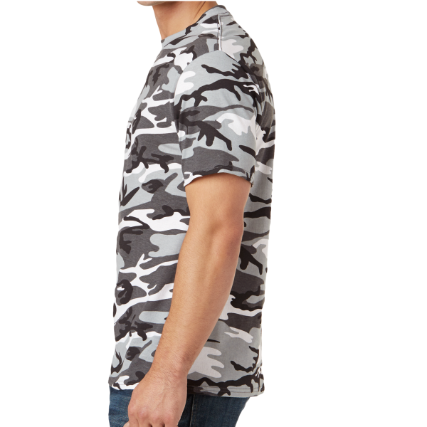 Port & Co Core Cotton Camo Tee, Winter Camo, Left Side view