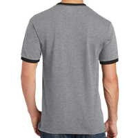 Port & Co Core Cotton Ringer Tee, Athletic Heather / Jet Black, Back view