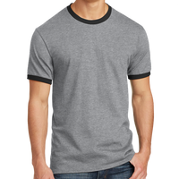 Port & Co Core Cotton Ringer Tee, Athletic Heather / Jet Black, Front view