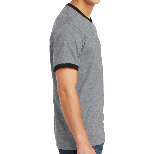 Port & Co Core Cotton Ringer Tee, Athletic Heather / Jet Black, Right Side view