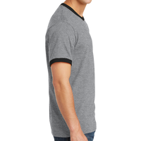 Port & Co Core Cotton Ringer Tee, Athletic Heather / Jet Black, Right Side view