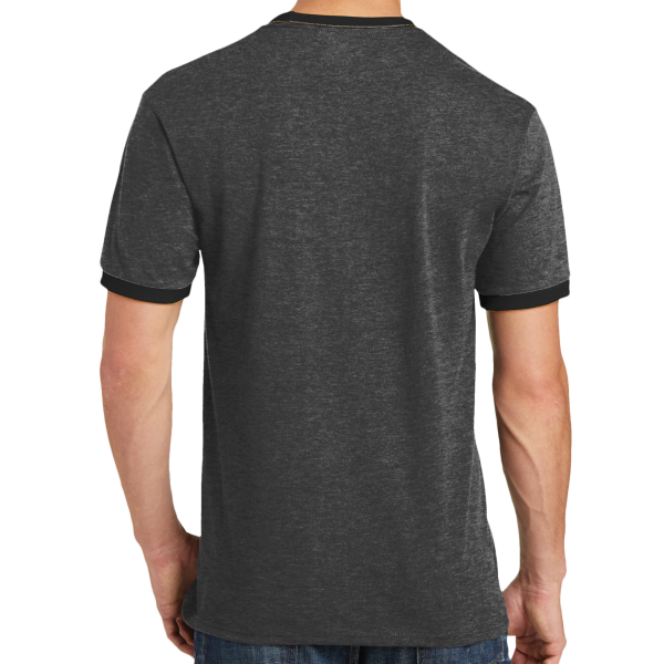 Port & Co Core Cotton Ringer Tee, Dark Heather Grey / Jet Black, Back view