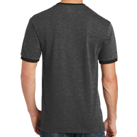 Port & Co Core Cotton Ringer Tee, Dark Heather Grey / Jet Black, Back view