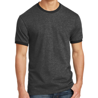 Port & Co Core Cotton Ringer Tee, Dark Heather Grey / Jet Black, Front view