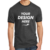 Port & Co Core Cotton Ringer Tee, Dark Heather Grey / Jet Black, Front view, Mockup