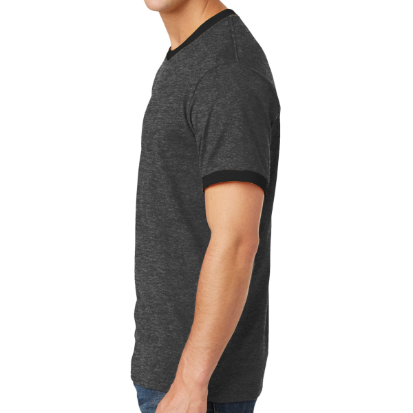 Port & Co Core Cotton Ringer Tee, Dark Heather Grey / Jet Black, Left Side view