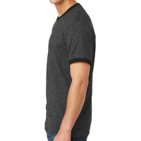 Port & Co Core Cotton Ringer Tee, Dark Heather Grey / Jet Black, Left Side view