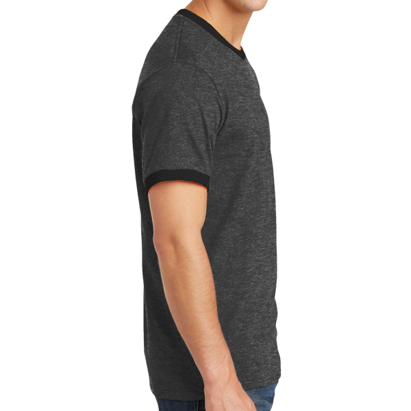 Port & Co Core Cotton Ringer Tee, Dark Heather Grey / Jet Black, Right Side view