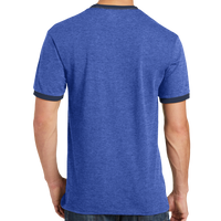 Port & Co Core Cotton Ringer Tee, Heather Royal / Navy, Back view