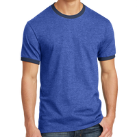 Port & Co Core Cotton Ringer Tee, Heather Royal / Navy, Front view