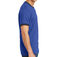 Port & Co Core Cotton Ringer Tee, Heather Royal / Navy, Right Side view