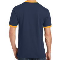 Port & Co Core Cotton Ringer Tee, Navy / Gold, Back view