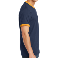 Port & Co Core Cotton Ringer Tee, Navy / Gold, Right Side view