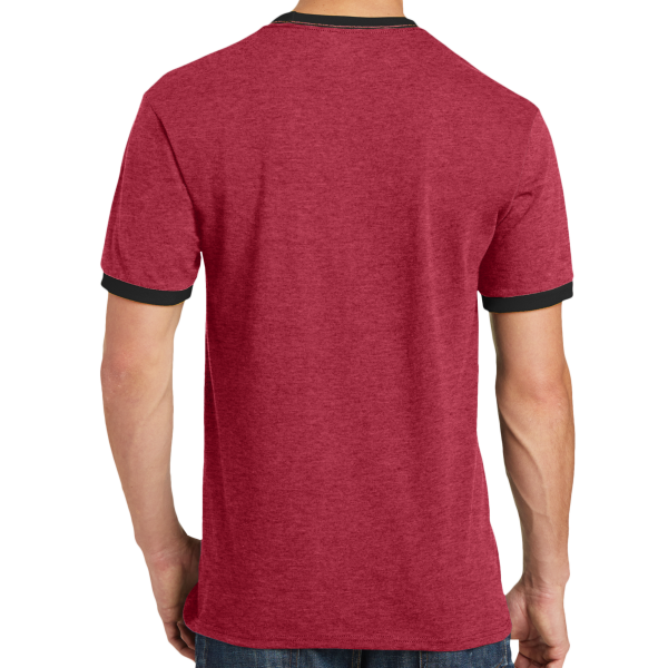 Port & Co Core Cotton Ringer Tee, Red / Jet Black, Back view