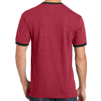 Port & Co Core Cotton Ringer Tee, Red / Jet Black, Back view