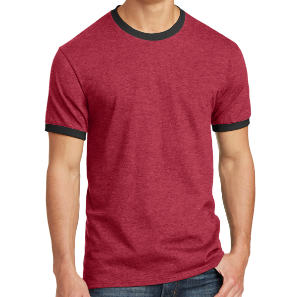 Port & Co Core Cotton Ringer Tee, Red / Jet Black, Front view