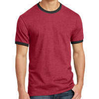 Port & Co Core Cotton Ringer Tee, Red / Jet Black, Front view