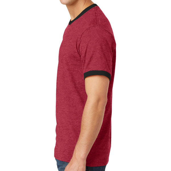 Port & Co Core Cotton Ringer Tee, Red / Jet Black, Left Side view
