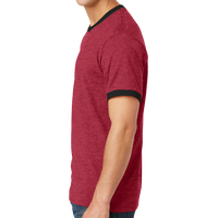 Port & Co Core Cotton Ringer Tee, Red / Jet Black, Left Side view