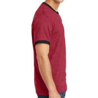 Port & Co Core Cotton Ringer Tee, Red / Jet Black, Right Side view