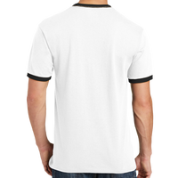 Port & Co Core Cotton Ringer Tee, White / Jet Black, Back view