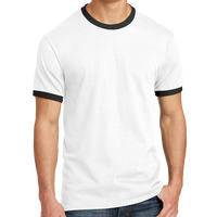 Port & Co Core Cotton Ringer Tee, White / Jet Black, Front view