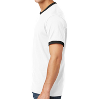 Port & Co Core Cotton Ringer Tee, White / Jet Black, Left Side view