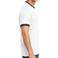 Port & Co Core Cotton Ringer Tee, White / Navy, Right Side view