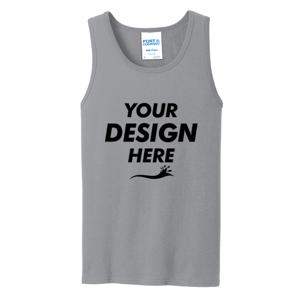 Port & Co Core Cotton Tank Top, Athletic Heather / Athletic Heather, Front view, Mockup