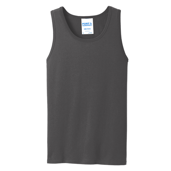 Port & Co Core Cotton Tank Top, Charcoal / Charcoal, Front view