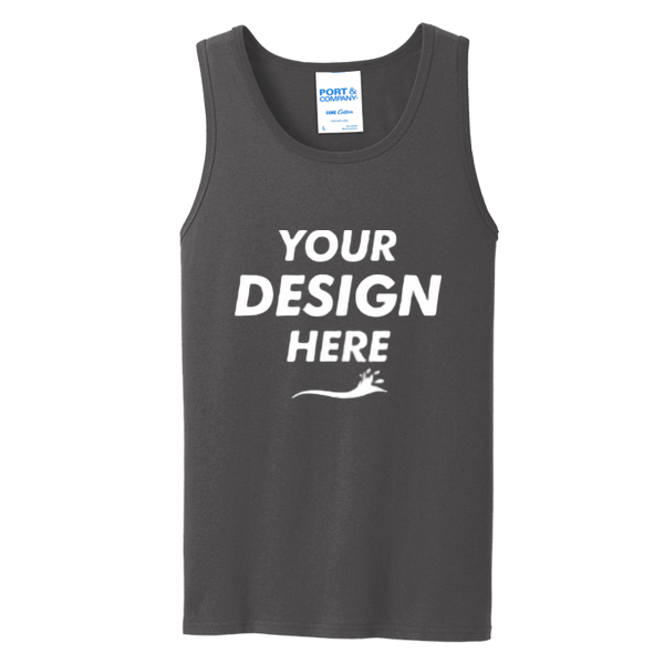 Port & Co Core Cotton Tank Top, Charcoal / Charcoal, Front view, Mockup