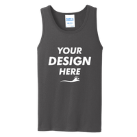 Port & Co Core Cotton Tank Top, Charcoal / Charcoal, Front view, Mockup