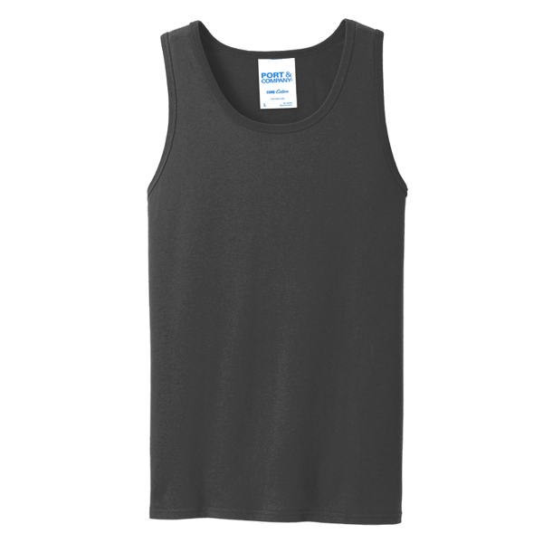 Port & Co Core Cotton Tank Top, Dark Heather Grey / Dark Heather Grey, Front view