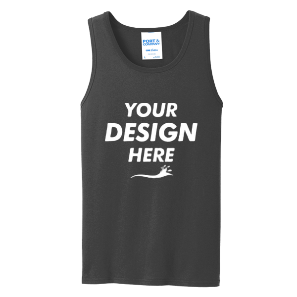 Port & Co Core Cotton Tank Top, Dark Heather Grey / Dark Heather Grey, Front view, Mockup