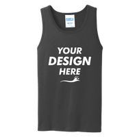 Port & Co Core Cotton Tank Top, Dark Heather Grey / Dark Heather Grey, Front view, Mockup