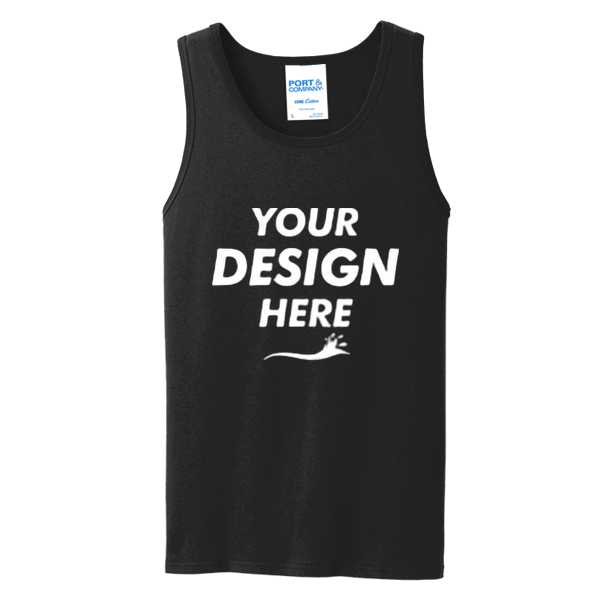 Port & Co Core Cotton Tank Top, Jet Black / Jet Black, Front view, Mockup