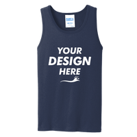 Port & Co Core Cotton Tank Top, Navy / Navy, Front view, Mockup