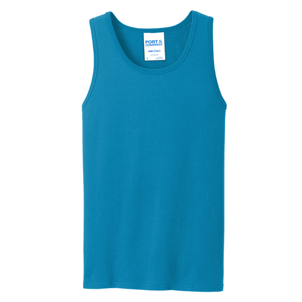 Port & Co Core Cotton Tank Top, Neon Blue / Neon Blue, Front view