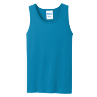 Port & Co Core Cotton Tank Top, Neon Blue / Neon Blue, Front view