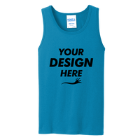 Port & Co Core Cotton Tank Top, Neon Blue / Neon Blue, Front view, Mockup