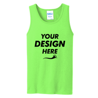 Port & Co Core Cotton Tank Top, Neon Green / Neon Green, Front view, Mockup