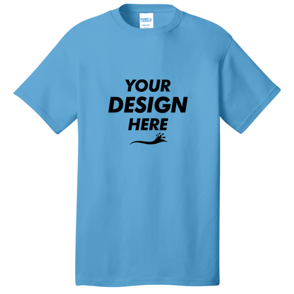 Port & Co Core Cotton Tee, Aquatic Blue, Front view, Mockup