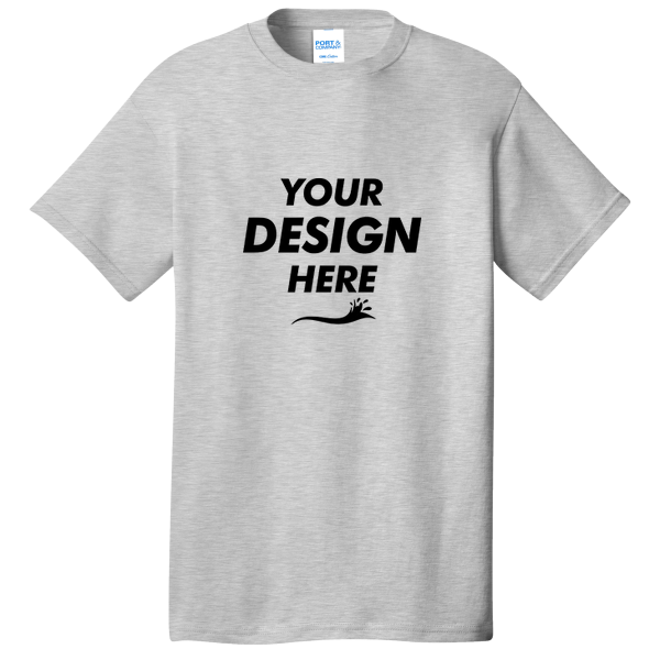 Port & Co Core Cotton Tee, Ash, Front view, Mockup