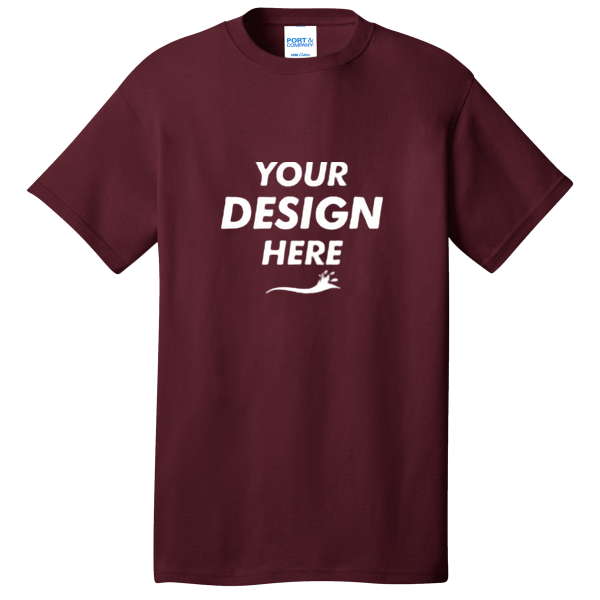 Port & Co Core Cotton Tee, Athletic Maroon, Front view, Mockup