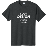 Port & Co Core Cotton Tee, Black Heather, Front view, Mockup