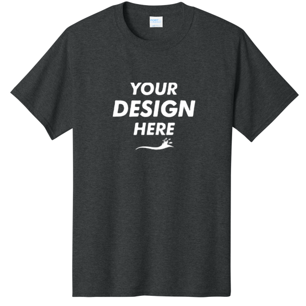 Port & Co Core Cotton Tee, Black Heather, Front view, Mockup