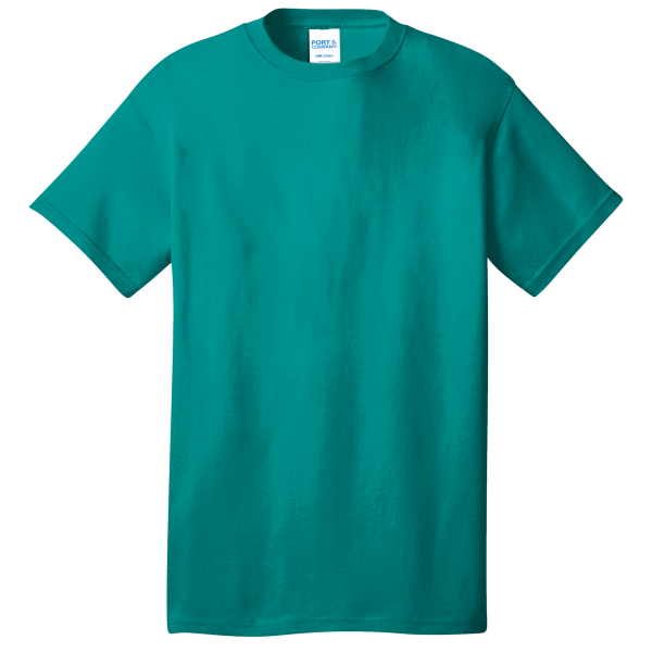 Port & Co Core Cotton Tee, Bright Aqua, Front view