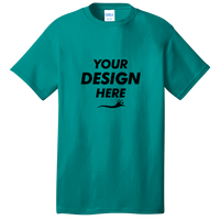 Port & Co Core Cotton Tee, Bright Aqua, Front view, Mockup